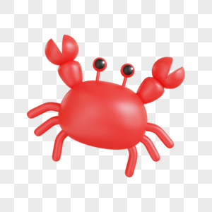 餐饮美食红色大闸蟹3D渲染生鲜螃蟹元素3D元素图片