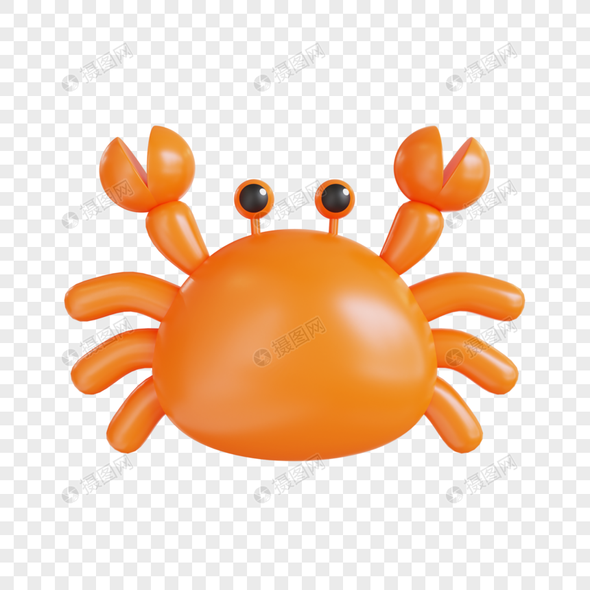 餐饮美食黄色大闸蟹生鲜螃蟹3D元素图片