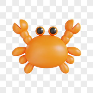 海鲜水产黄色大闸蟹3D渲染生鲜螃蟹3D元素图片