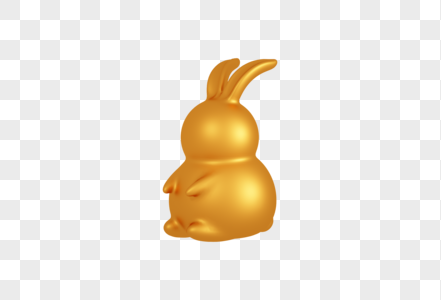 2023年兔年金色兔子C4D模型图片