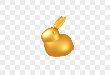 兔年金色兔子C4D模型图片