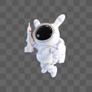 宇航员兔子手拿航天模型c4d模型（三）图片