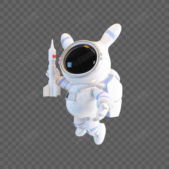 宇航员兔子手拿航天模型c4d模型（三）图片