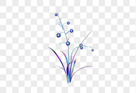 创意C4D酸性风植物花卉3D立体模型高清图片