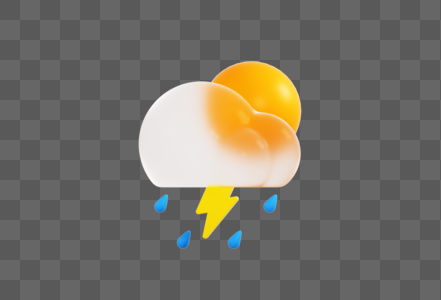创意C4D玻璃磨砂风格天气图标3D立体模型高清图片