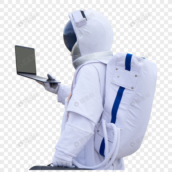 穿着宇航服的男性看笔记本图片