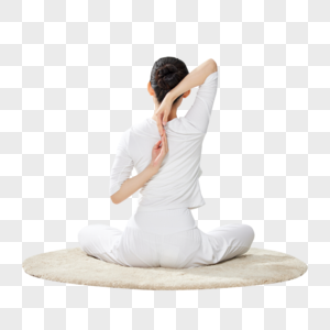 女性瑜伽锻炼动作的背影高清图片