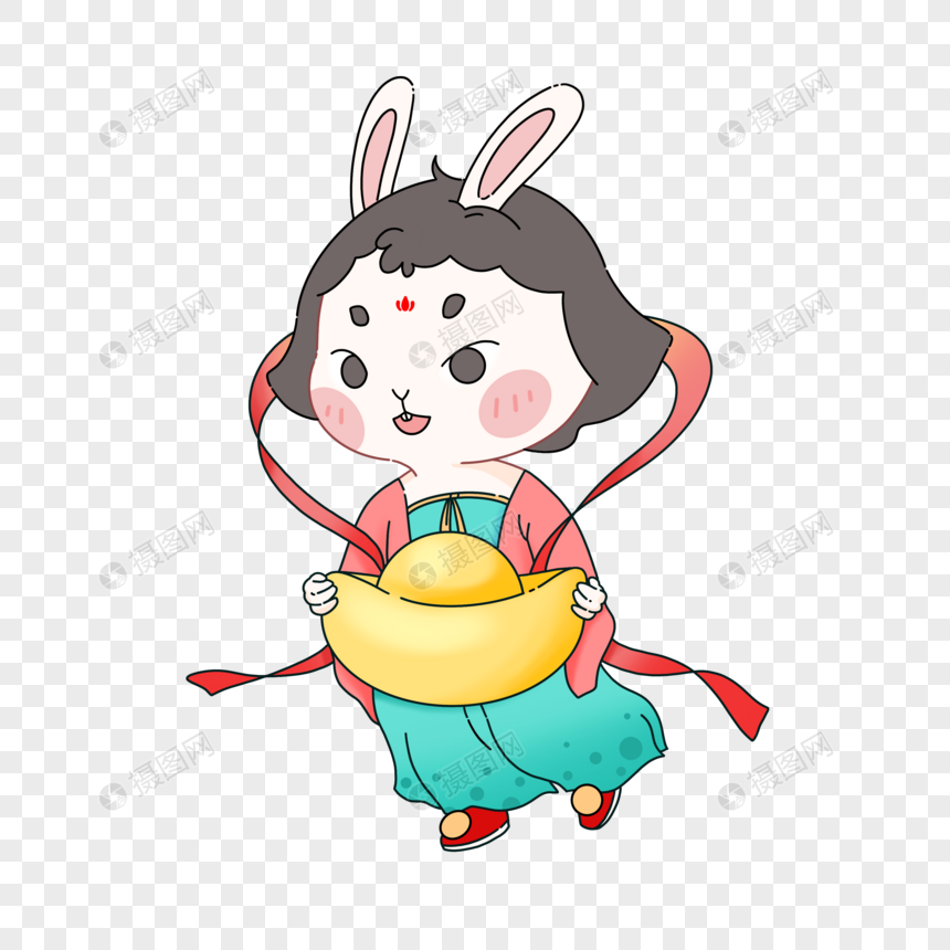 卡通兔子兔年大吉中国风兔子拜年兔嫦娥兔元宝兔图片