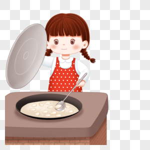 煮饺子的女孩图片