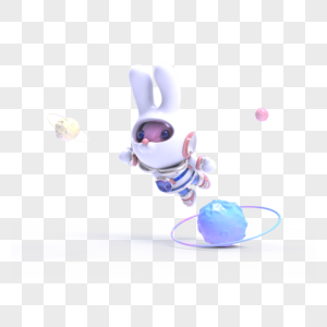 科技风宇航员兔兔飞向小星球图片