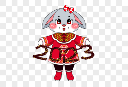 穿着红色唐装的兔子卡通兔子新年兔子高清图片