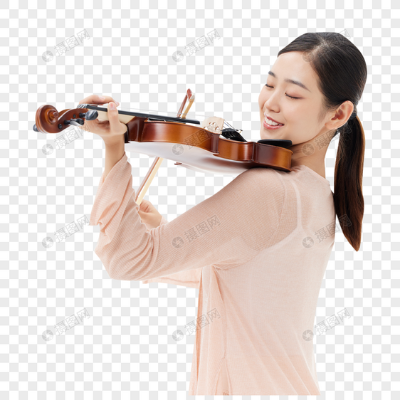 青年女性拉小提琴形象图片