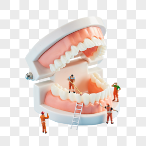 创意小人牙齿口腔修护概念高清图片