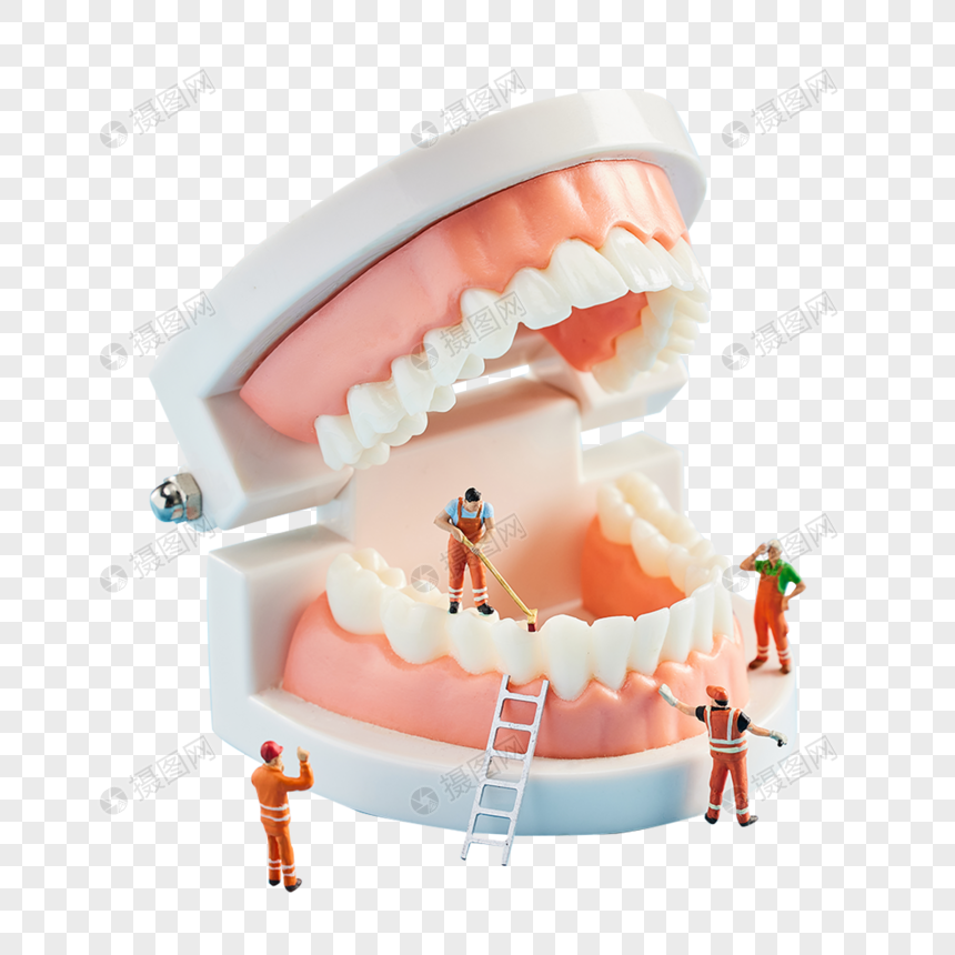 创意小人牙齿口腔修护概念图片