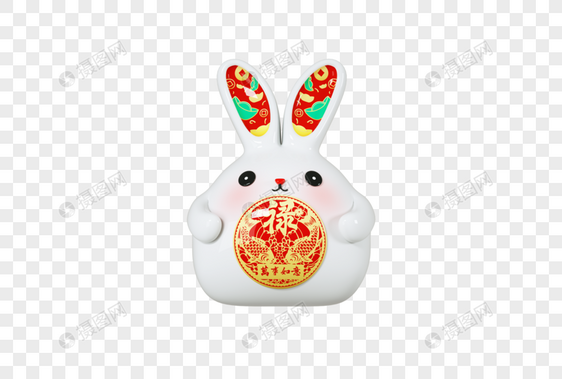 兔年新年陶瓷兔子摆件3D模型图片