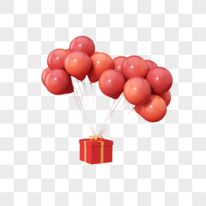 C4D漂浮气球礼盒图片