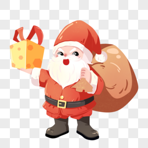 圣诞节背礼物袋发放礼物的圣诞老人高清图片