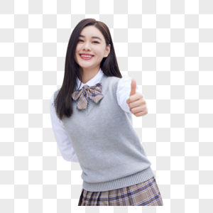 女大学生穿校服的美女学生点赞形象素材