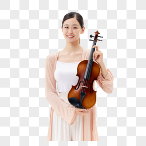手拿小提琴的青年美女图片