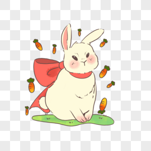 兔子手绘兔兔年大吉花花兔蝴蝶结兔可爱兔子卡通兔兔图片