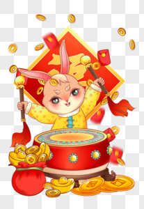 新年兔子兔年福娃手绘图片