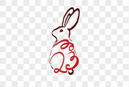 兔年新年创意毛笔手绘水墨风兔子图片