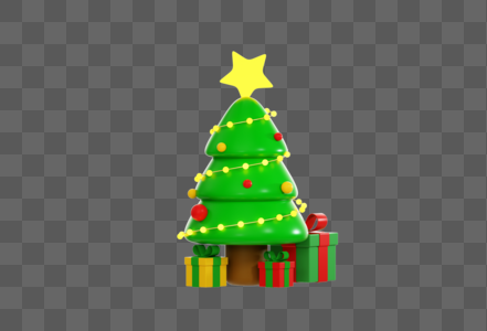 创意C4D圣诞节圣诞树3D立体模型图片