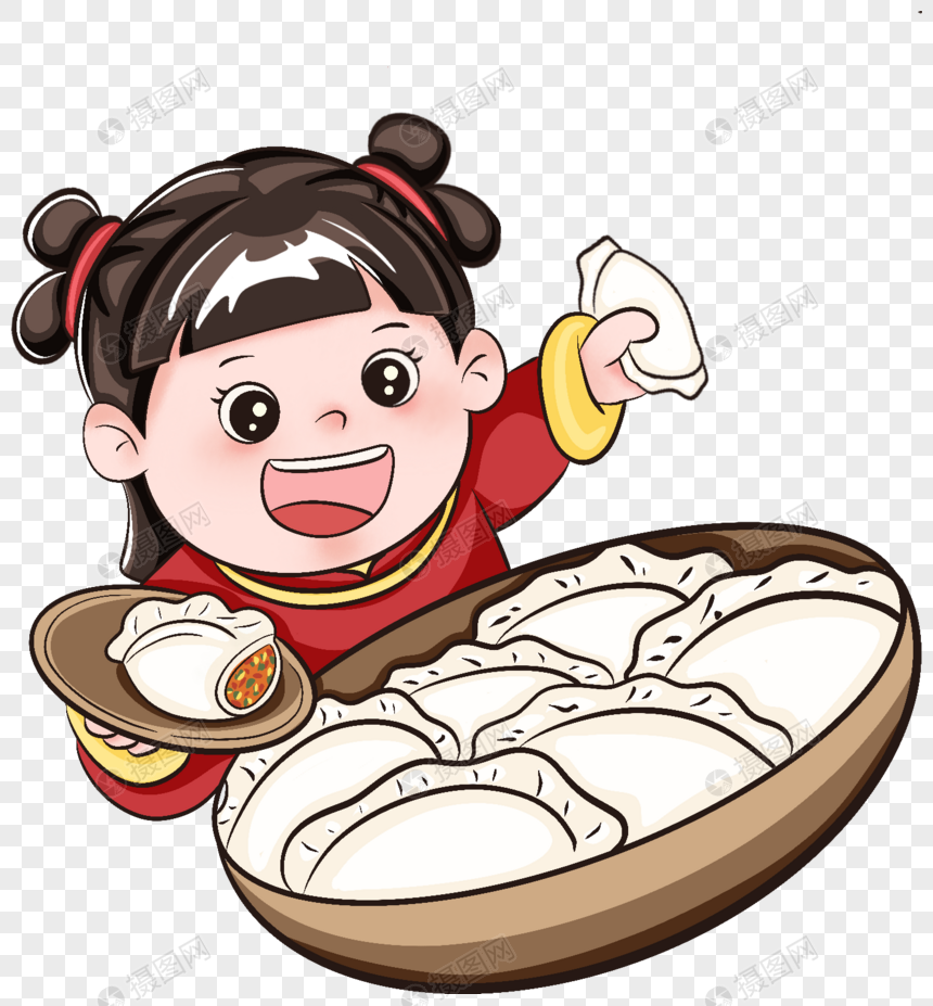 新年福娃吃饺子图片