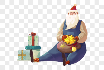 坐着的圣诞老人图片