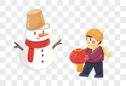 男孩和雪人图片