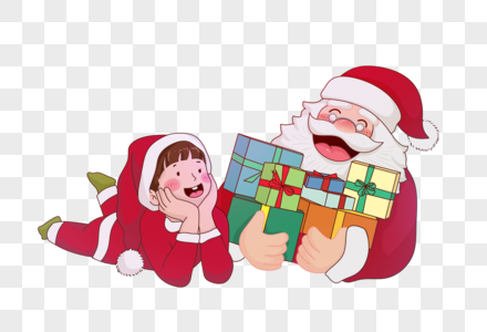 圣诞老人和小孩图片