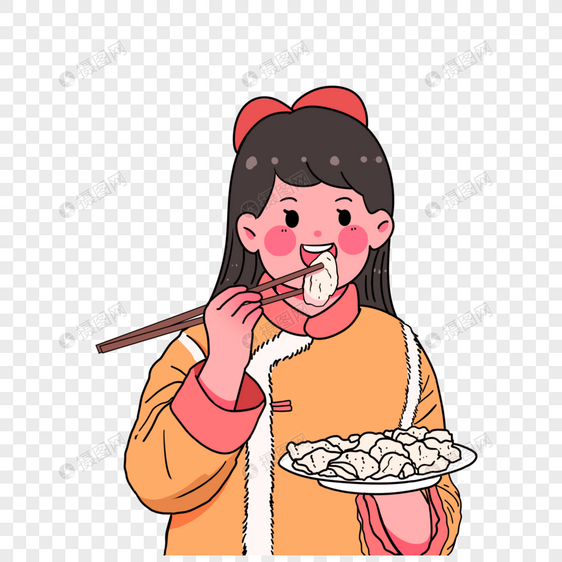 吃饺子的女孩图片