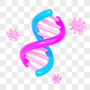 粉色卡通医疗抗癌DNA病毒元素图片