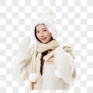 寒冷雪地里的冬日美女图片