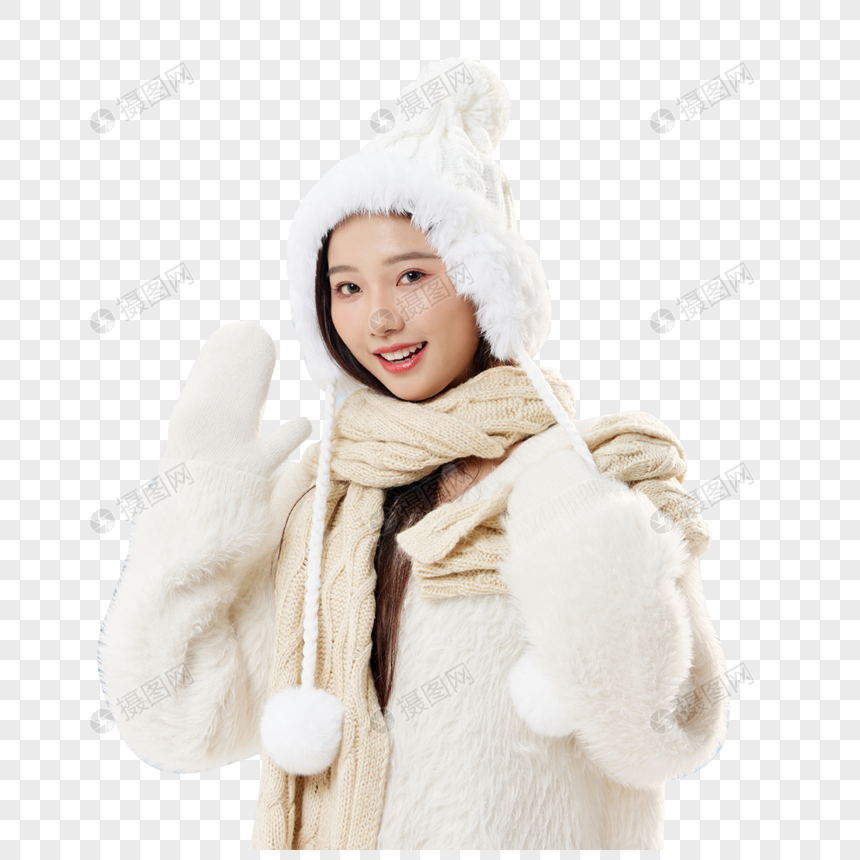 寒冷雪地里的冬日美女图片