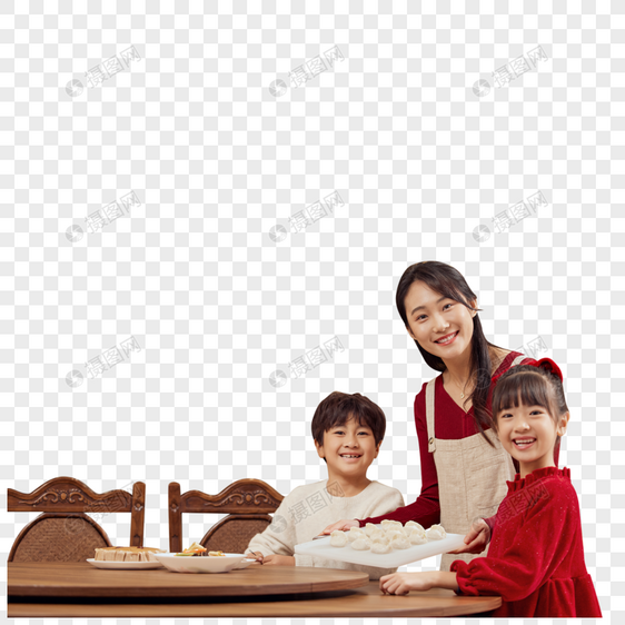 节假日幸福家庭包饺子图片
