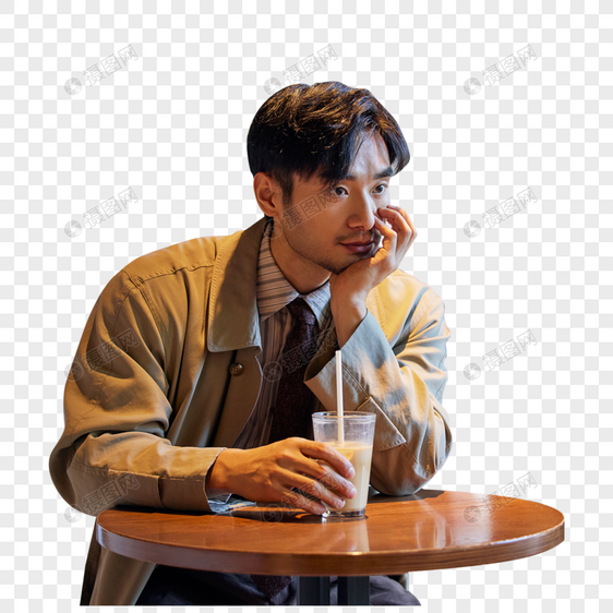 咖啡店喝下午茶的成熟男士图片