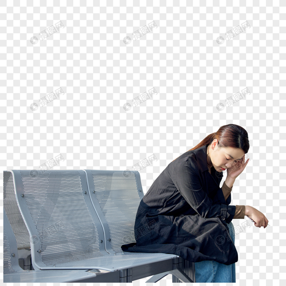 在机场疲惫的女性图片