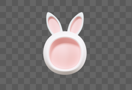 创意C4D新年粉色兔子边框3D立体模型图片