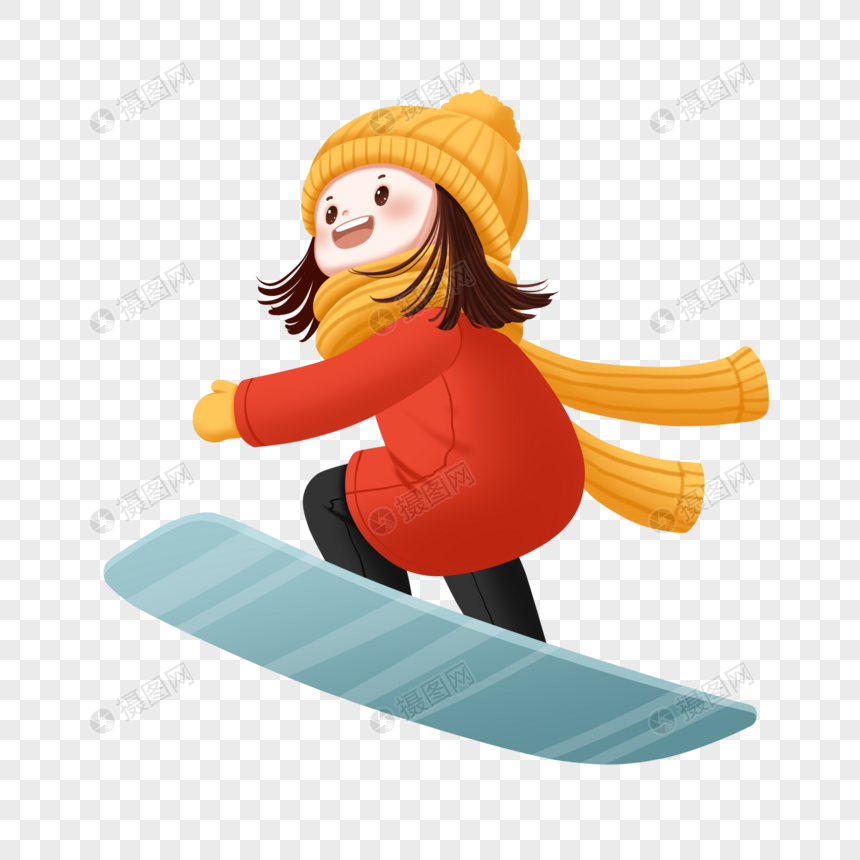冬天滑雪的女孩图片