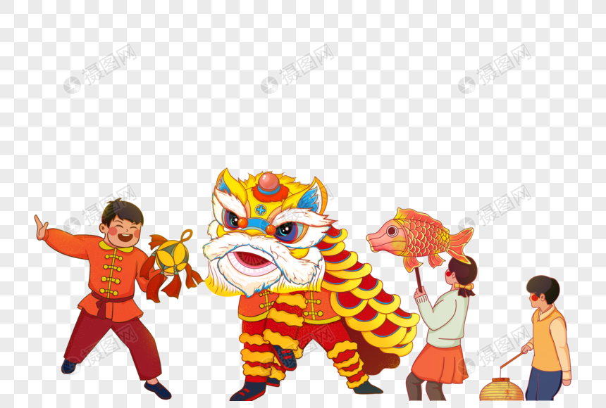 新年舞狮元素素材下载-正版素材402422576-摄图网