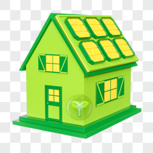绿色新能源节能太阳能房子元素图片