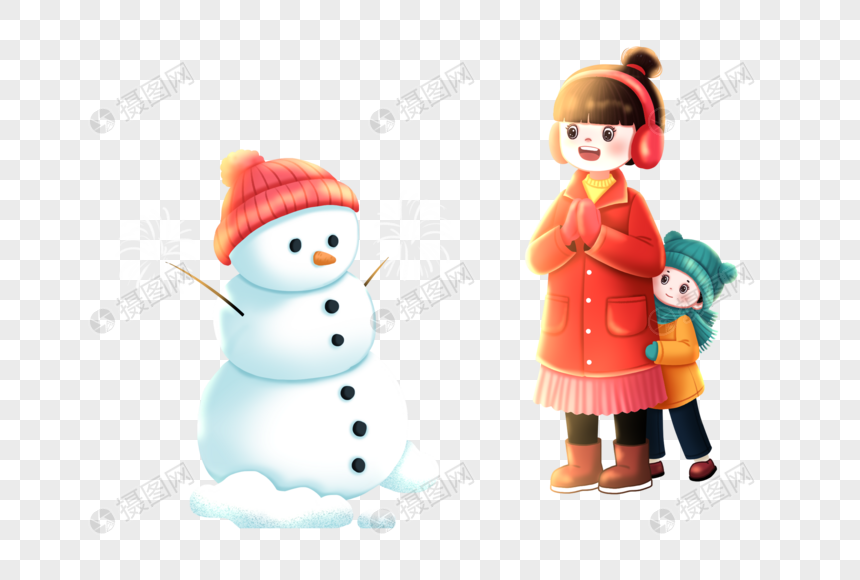 雪人和孩子图片