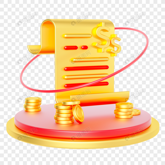 黄色金属金融财务数据纸张金币元素图片