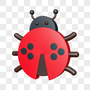 红色昆虫动物卡通七星瓢虫元素图片