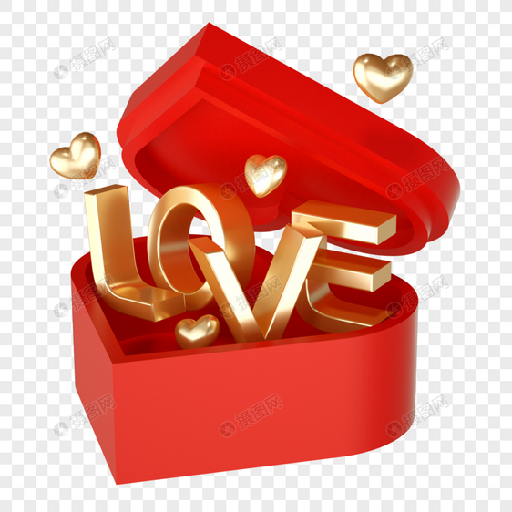 3DC4D立体情人节214爱心爱情3D建模图片