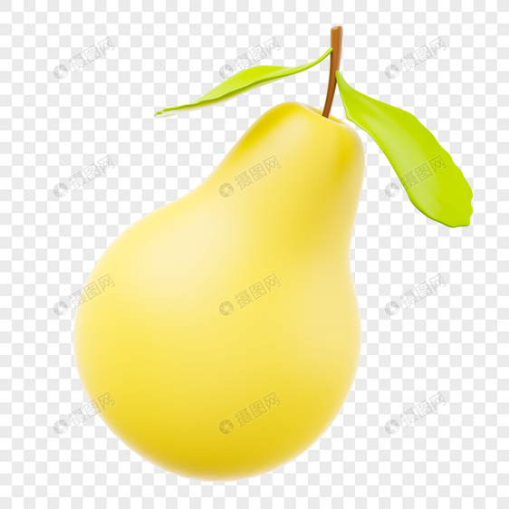 黄色卡通水果植物梨图片
