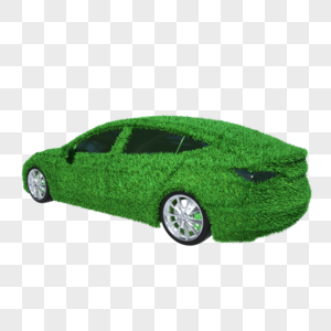3D立体绿色环保新能源汽车模型元素图片