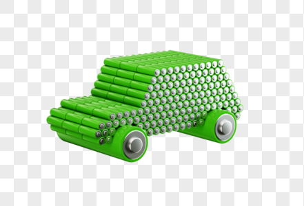 创意C4D绿色新能源电池汽车3D立体模型图片