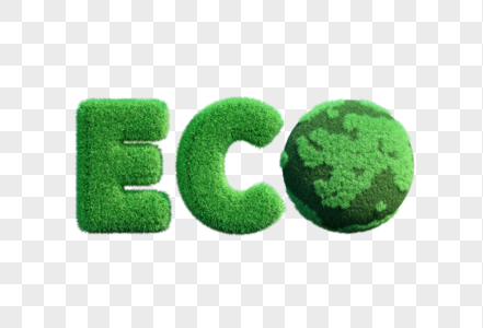 创意C4D绿色生态ECO地球3D立体模型图片